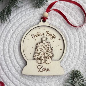 Čarobna Jela - Drvena kuglica za bor s imenom