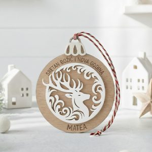 Premium Set Kuglica "Zimska Uspomena" - Personalizirani Ukrasi (Drvo & Plexiglass)