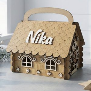 Božićna drvena kućica za darivanje